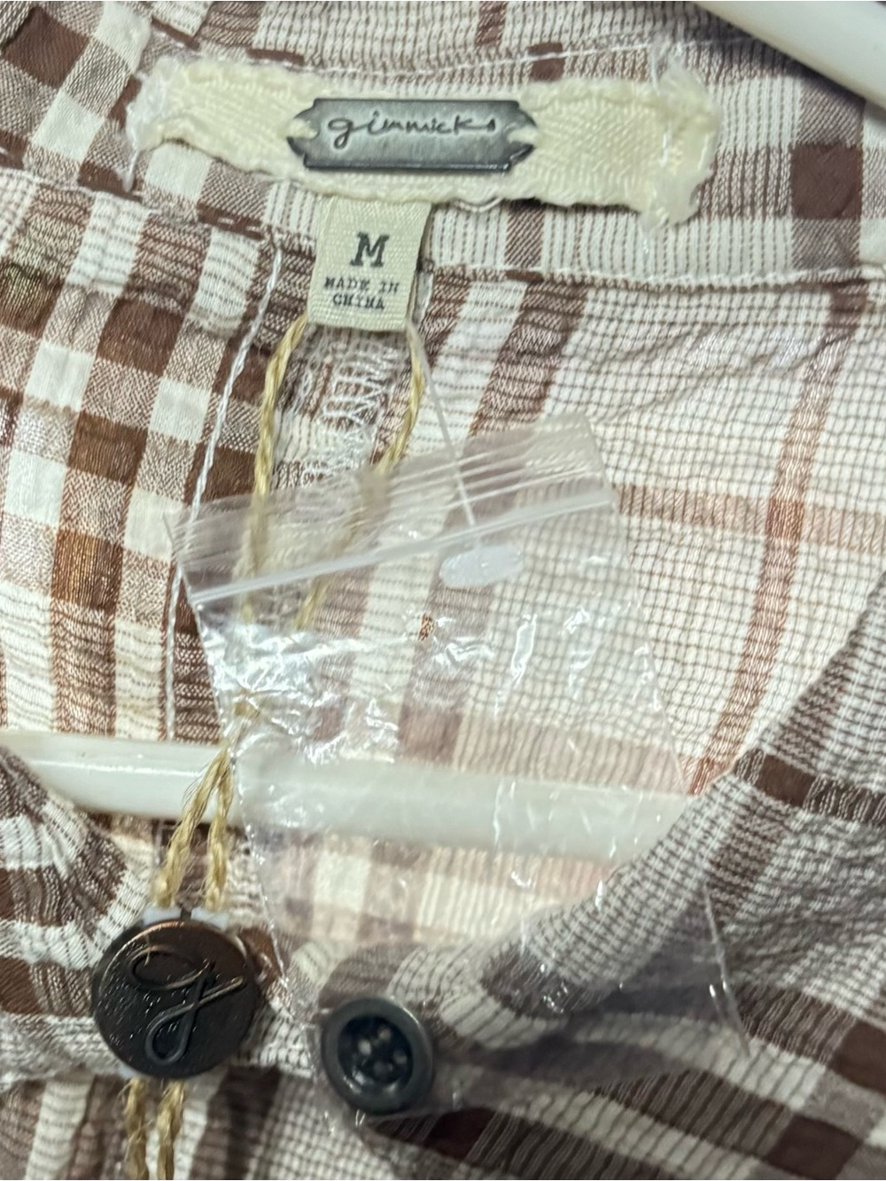 gimmicks by BKE Beige and Brown Plaid button down Shirt - Picture 5 of 5